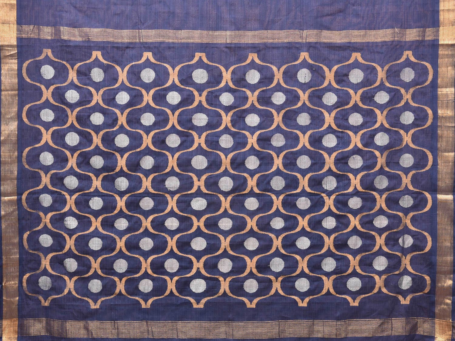 Dark Blue Uppada Cotton Handloom Saree with Grill Pallu Design u2018