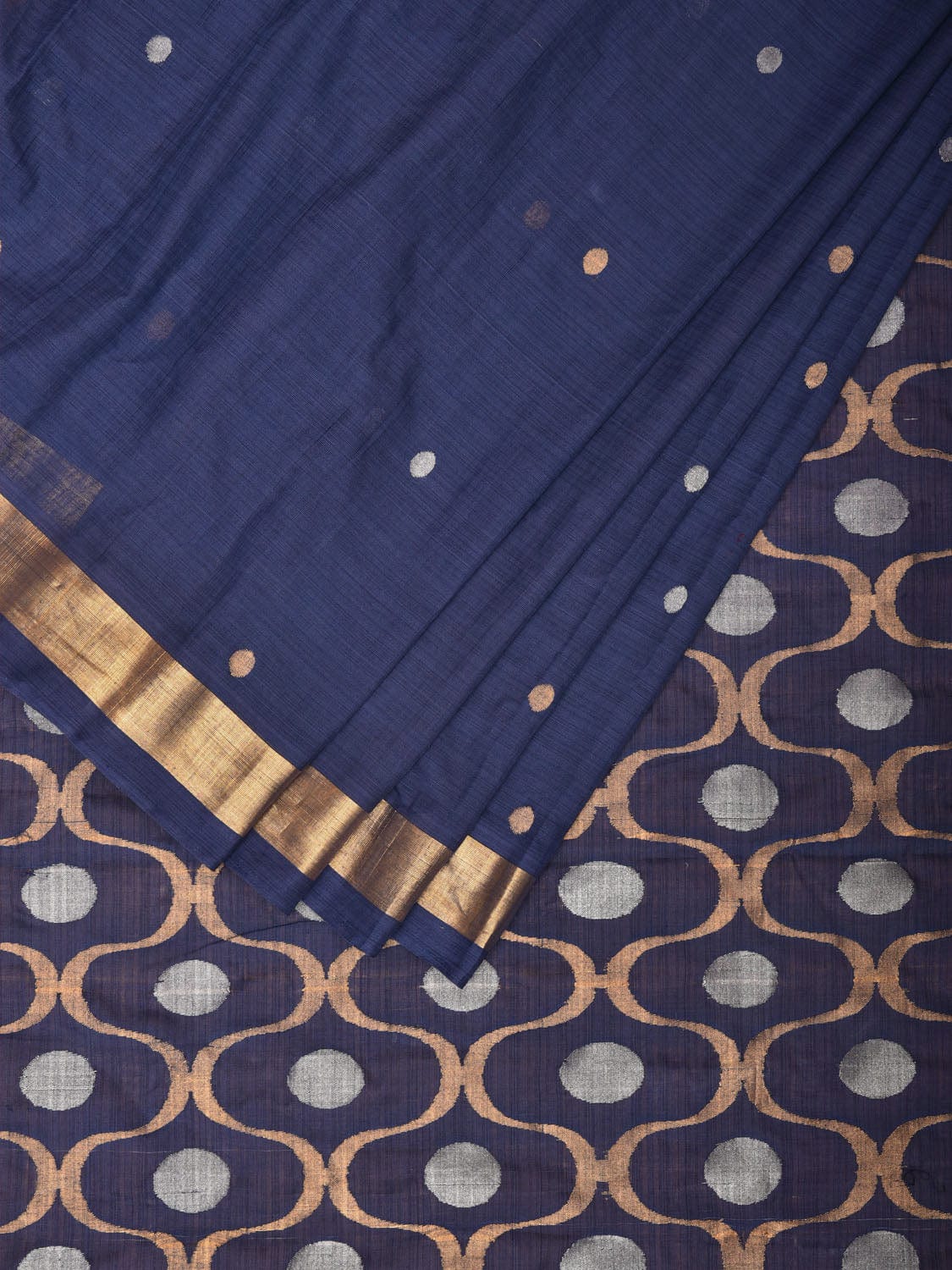 Dark Blue Uppada Cotton Handloom Saree with Grill Pallu Design u2018