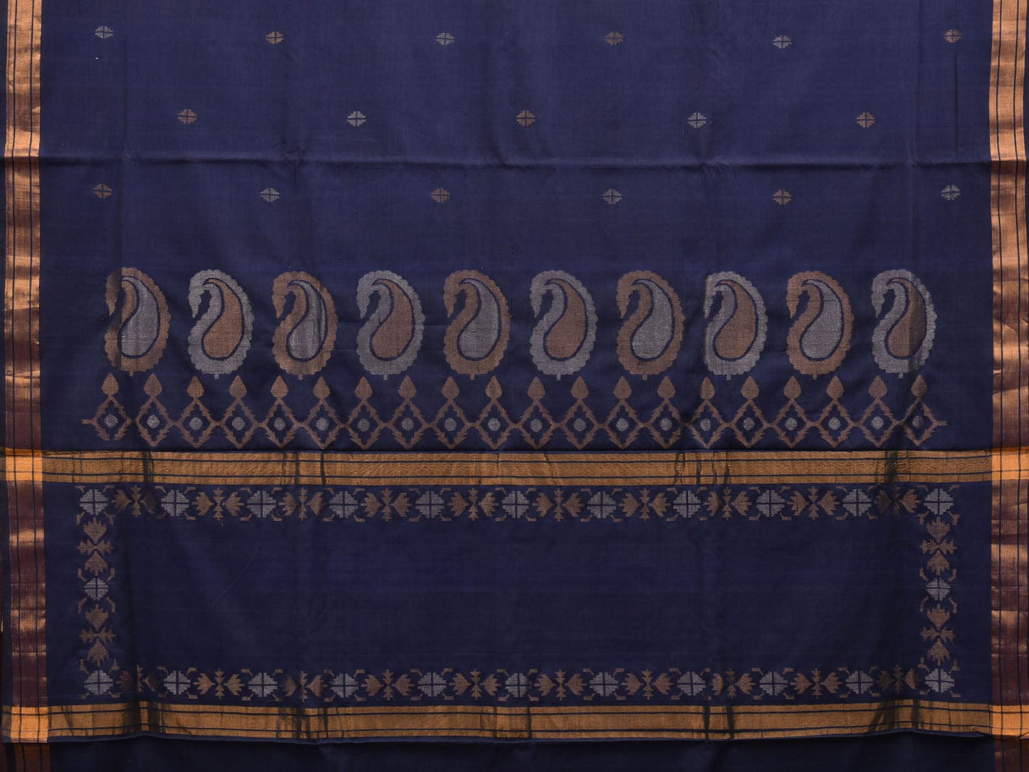Dark Blue Uppada Cotton Handloom Saree with Mango Pallu Design u1872