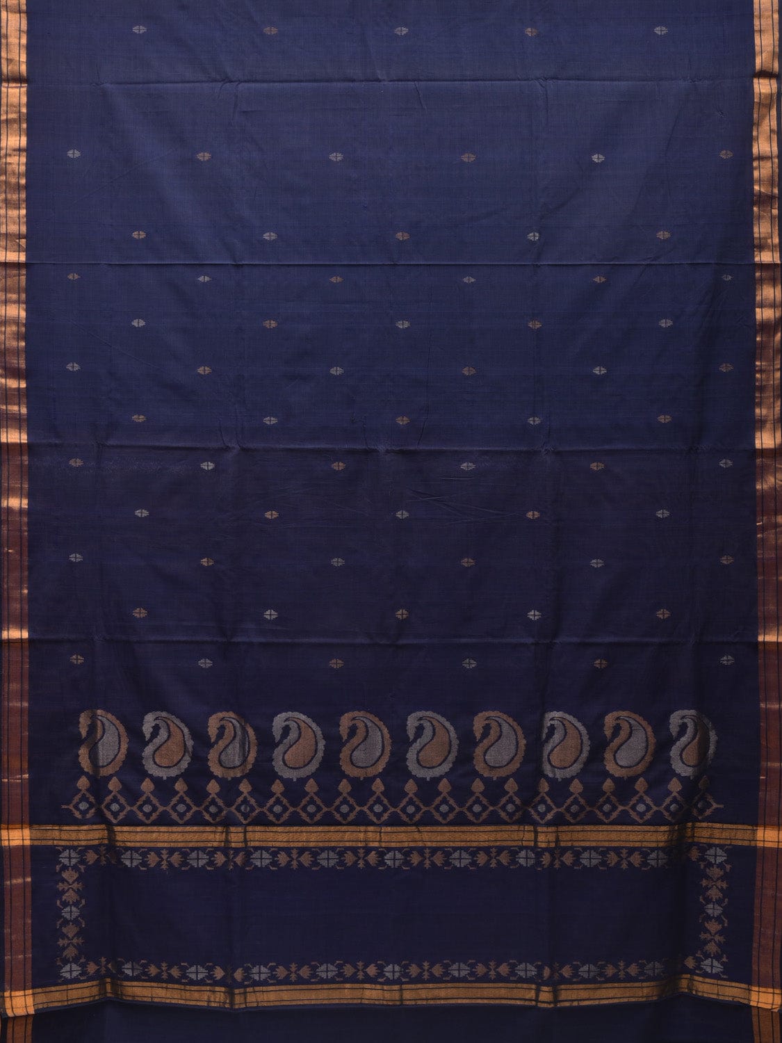 Dark Blue Uppada Cotton Handloom Saree with Mango Pallu Design u1872