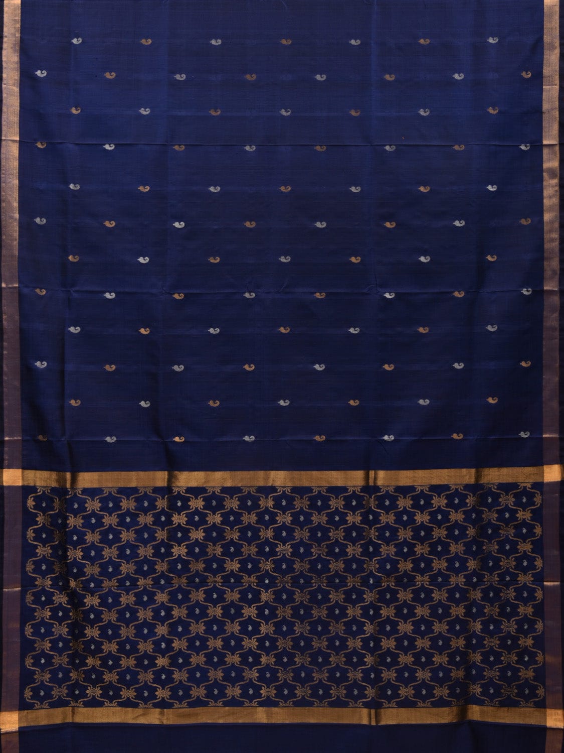 Dark Blue Uppada Silk Handloom Saree with Grill Pallu Design u1879