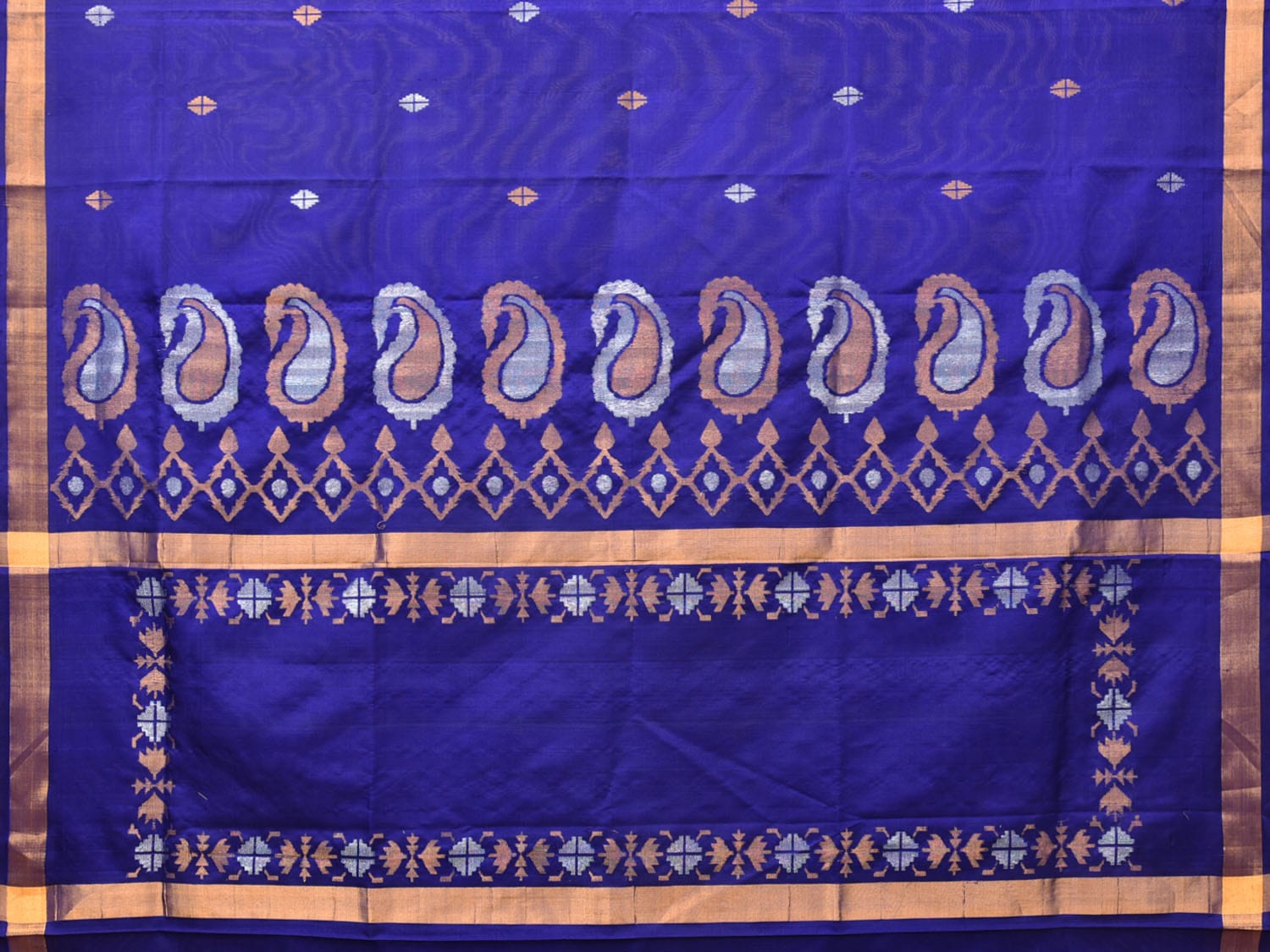 Dark Blue Uppada Silk Handloom Saree with Mango Pallu Design u2037
