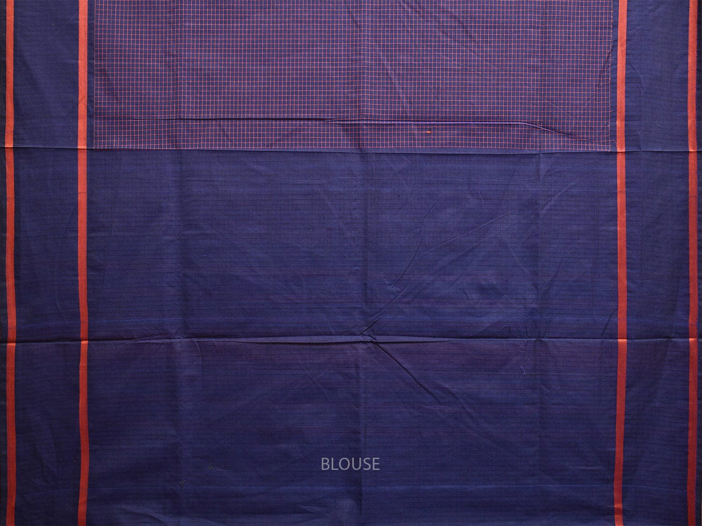 Dark Blue Venkatagiri Cotton Saree with Checks and Strips Pallu Design v0077