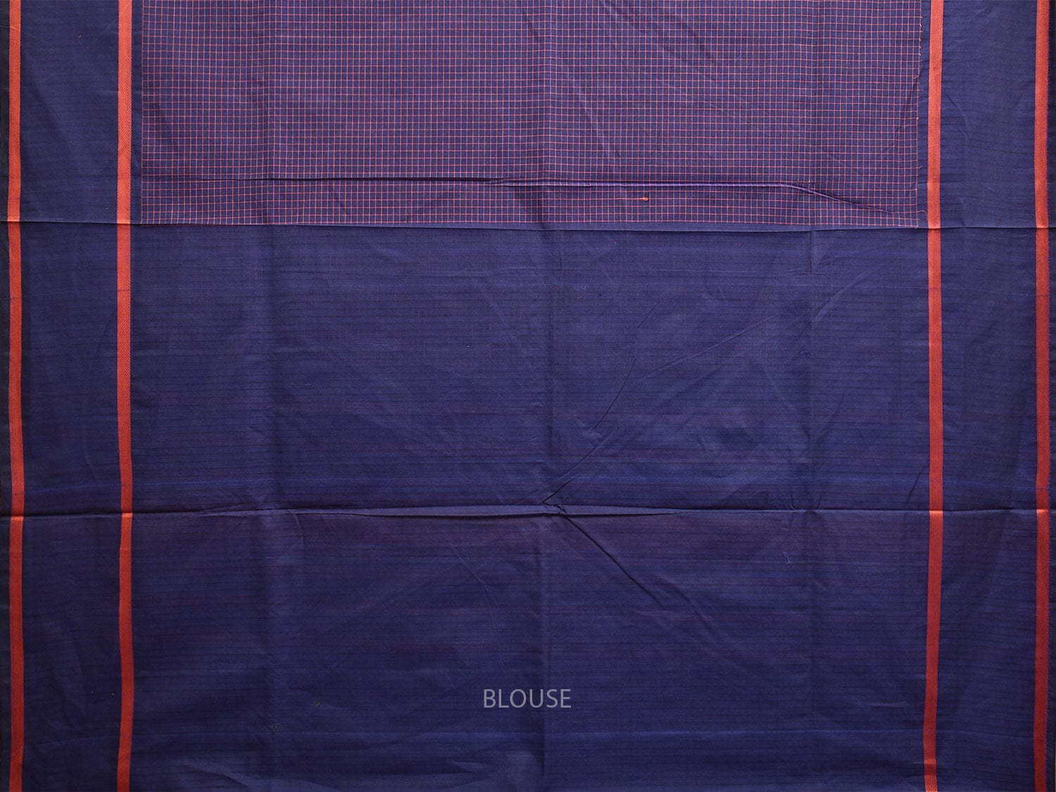 Dark Blue Venkatagiri Cotton Saree with Checks and Strips Pallu Design v0077