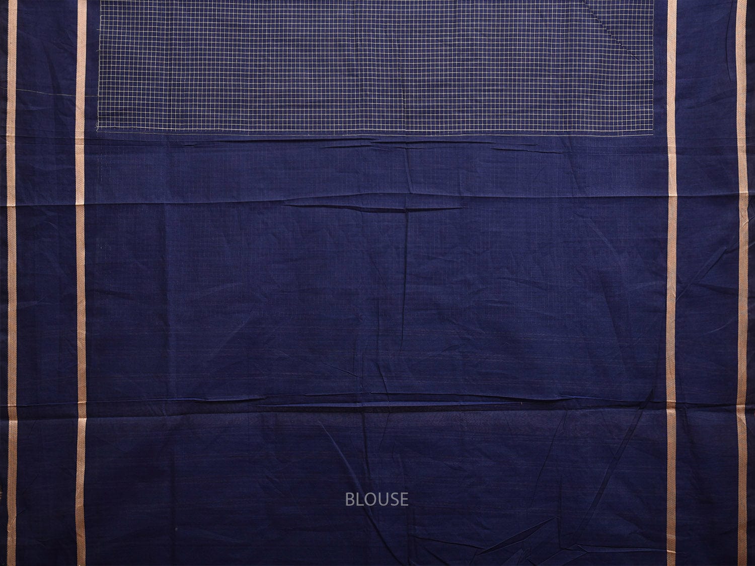 Dark Blue Venkatagiri Cotton Saree with Checks and Strips Pallu Design v0083