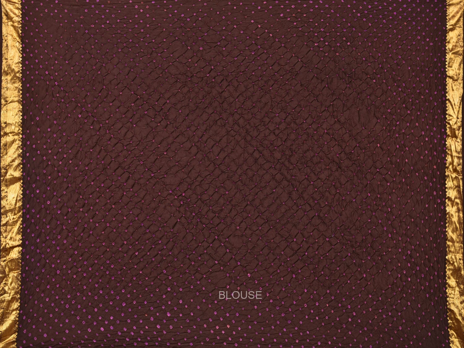 Dark Brown Bandhani Kanchipuram Silk Handloom Saree with Mango Pallu Design bn0478