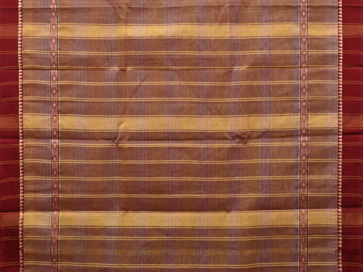 Dark Fawn Narayanpet Cotton Handloom Saree with Strips Design No Blouse np0806