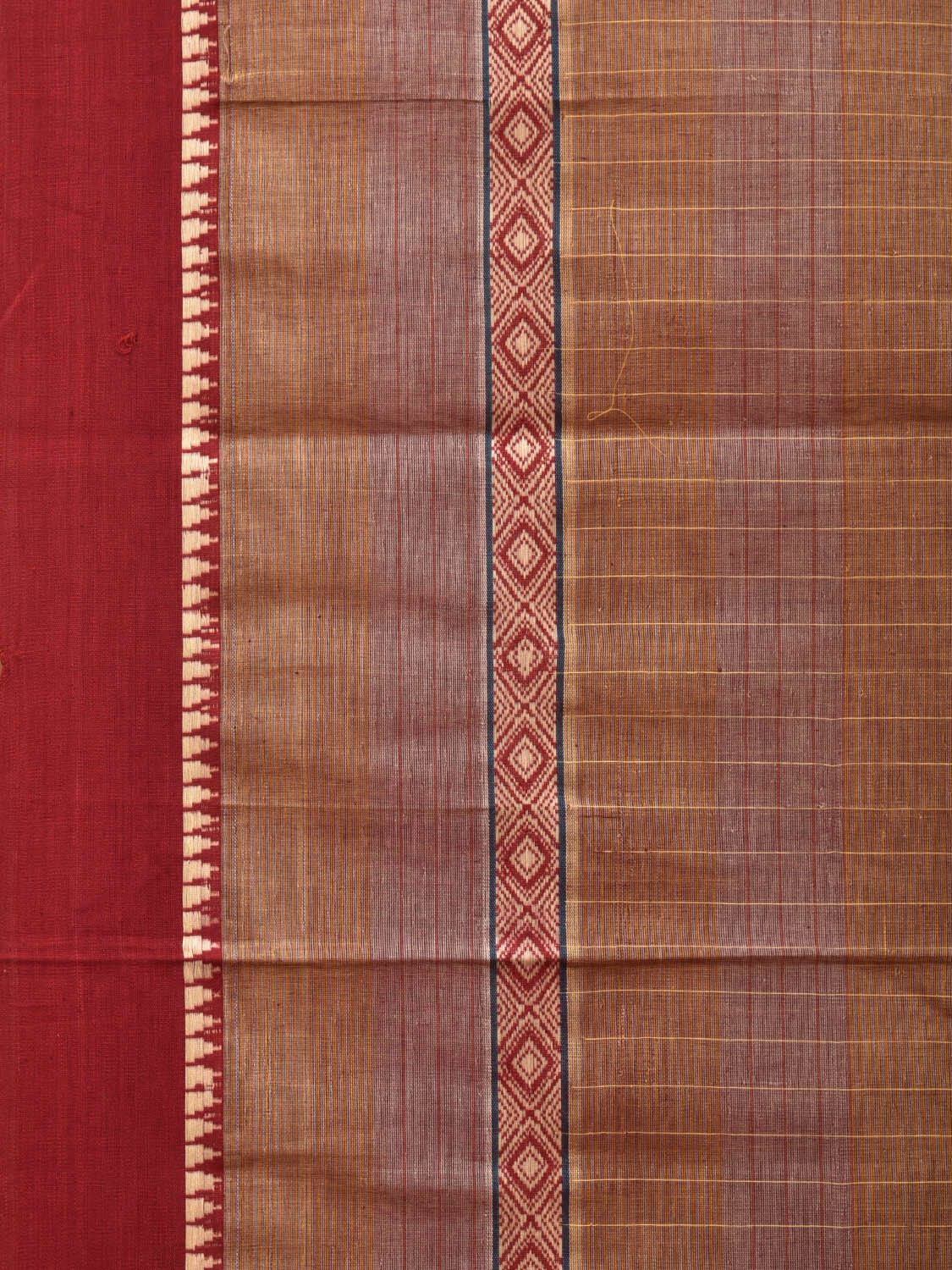 Dark Fawn Narayanpet Cotton Handloom Saree with Strips Design No Blouse np0806