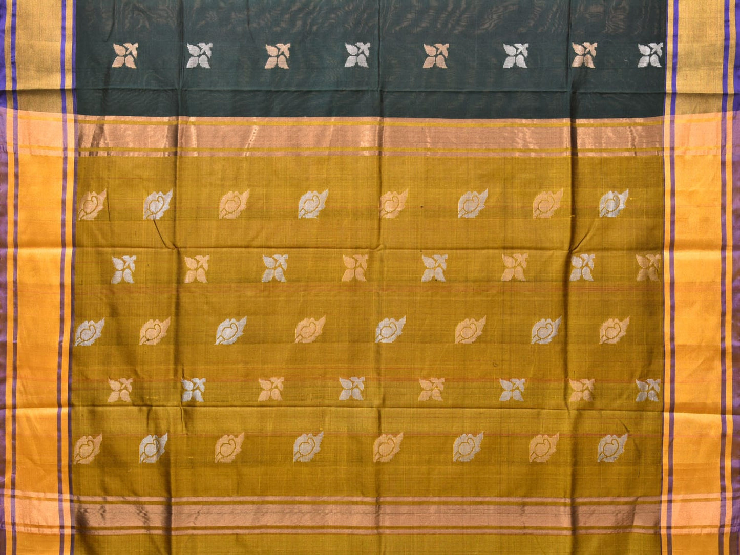Dark Green and Olive Uppada Silk Handloom Saree with Buta Design u2006