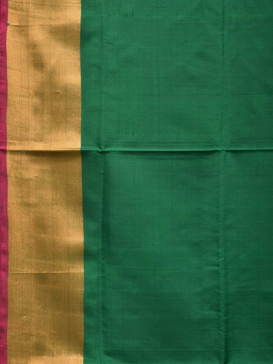 Dark Green and Pink Uppada Silk Handloom Plain Saree with Contrast Pallu Design u1754