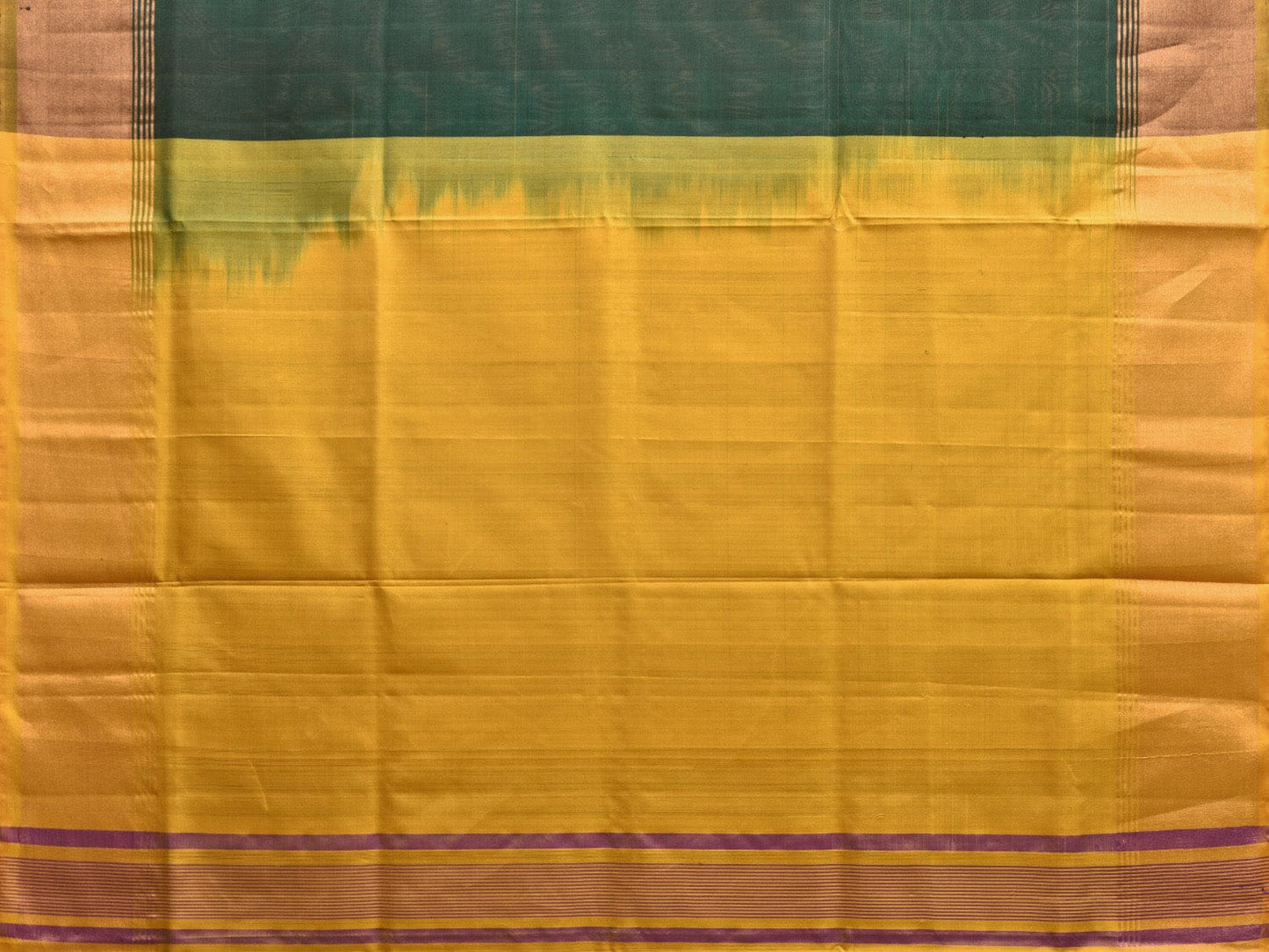 Dark Green and Yellow Uppada Plain Silk Handloom Saree with Contrast Pallu Design u2236