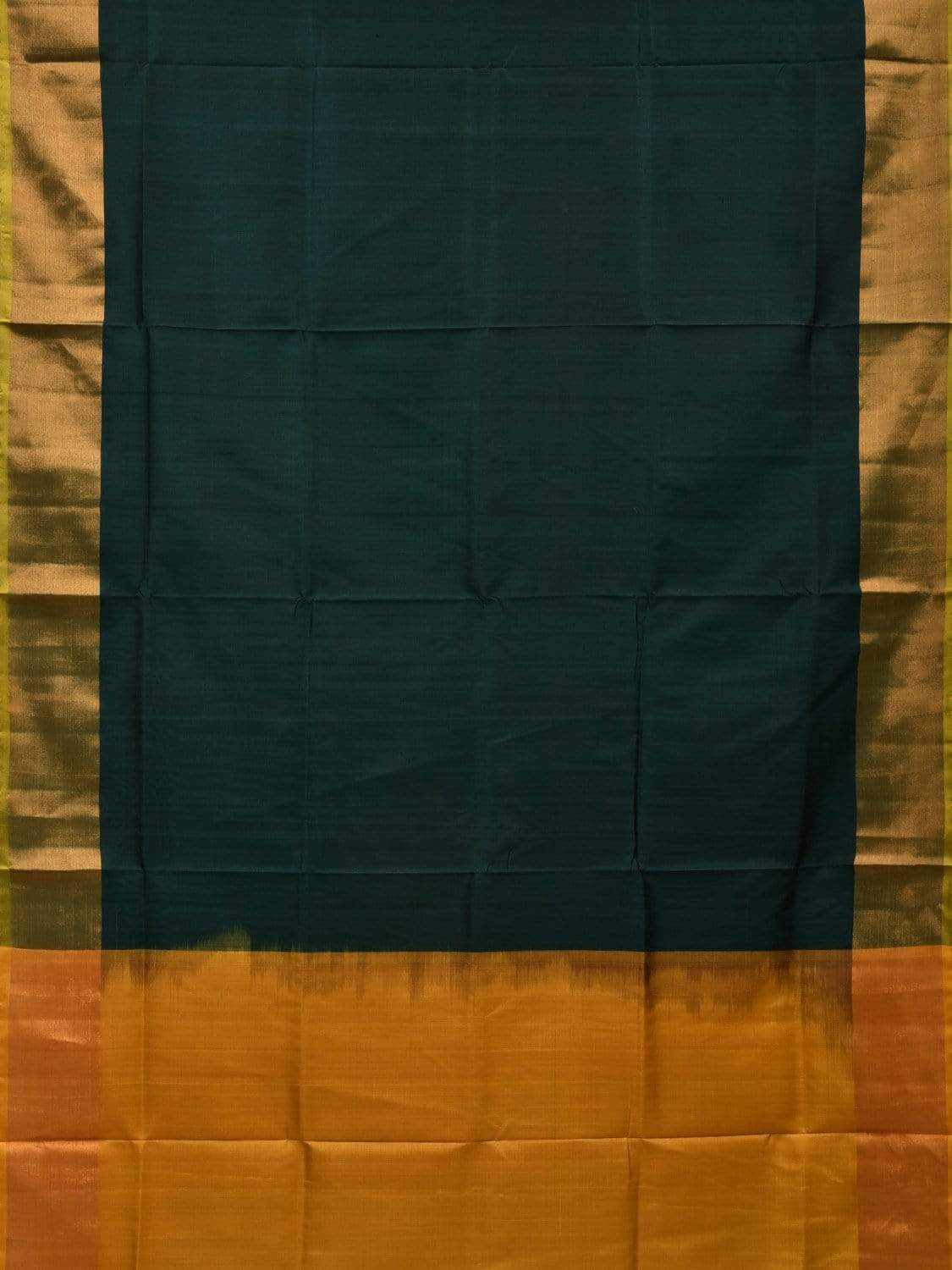 Dark Green and Yellow Uppada Silk Handloom Plain Saree with Contrast Pallu Design u1796