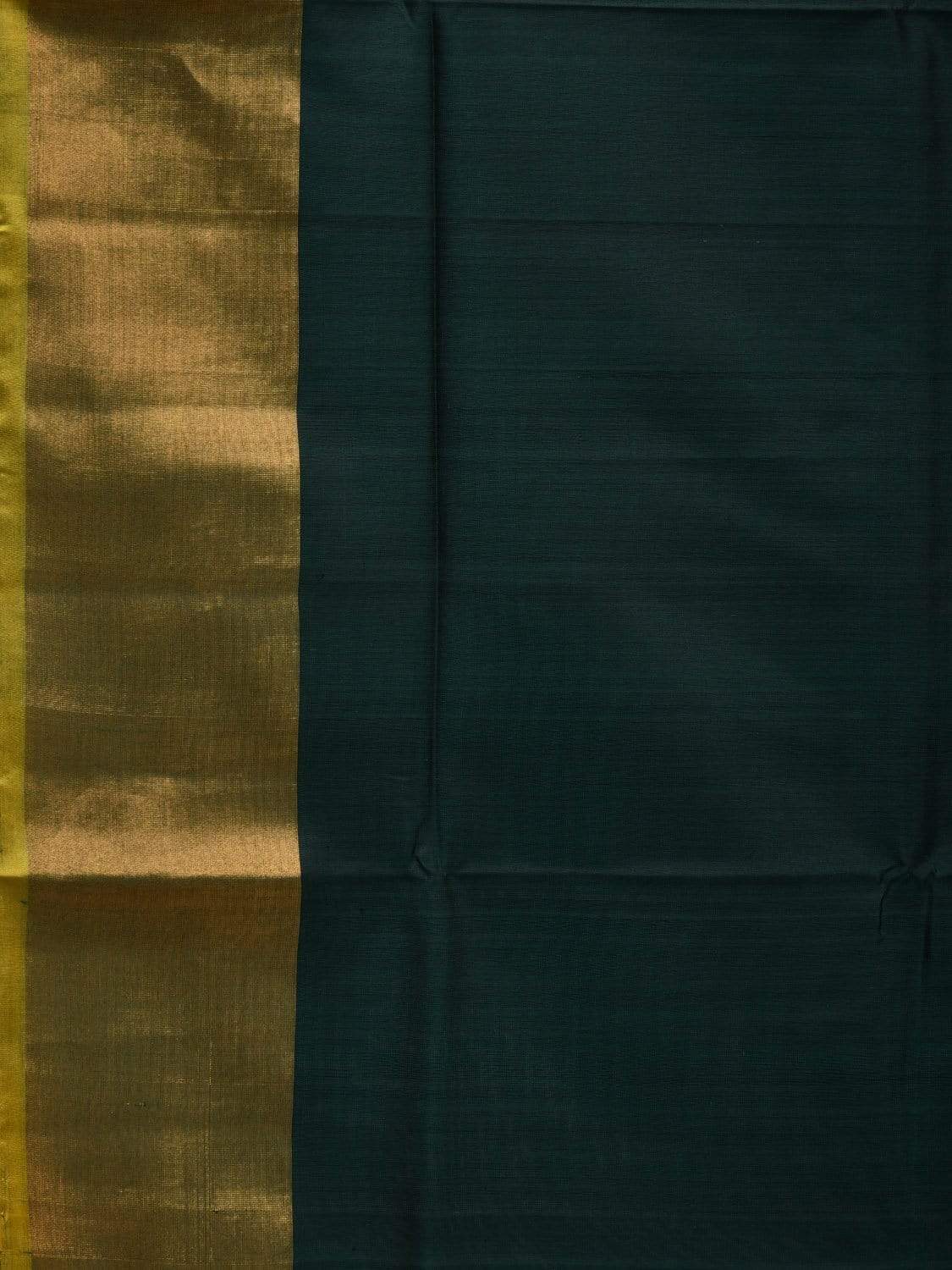 Dark Green and Yellow Uppada Silk Handloom Plain Saree with Contrast Pallu Design u1796