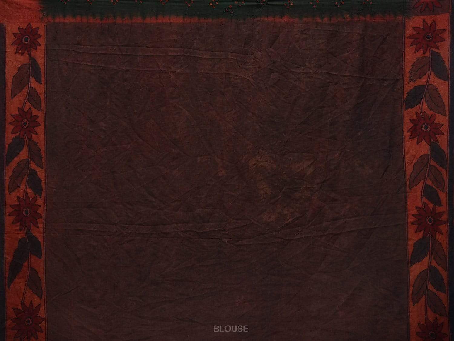 Dark Green Bandhani Kalamkari Hand Painted Silk Handloom Saree with Border and Pallu Design bn0292