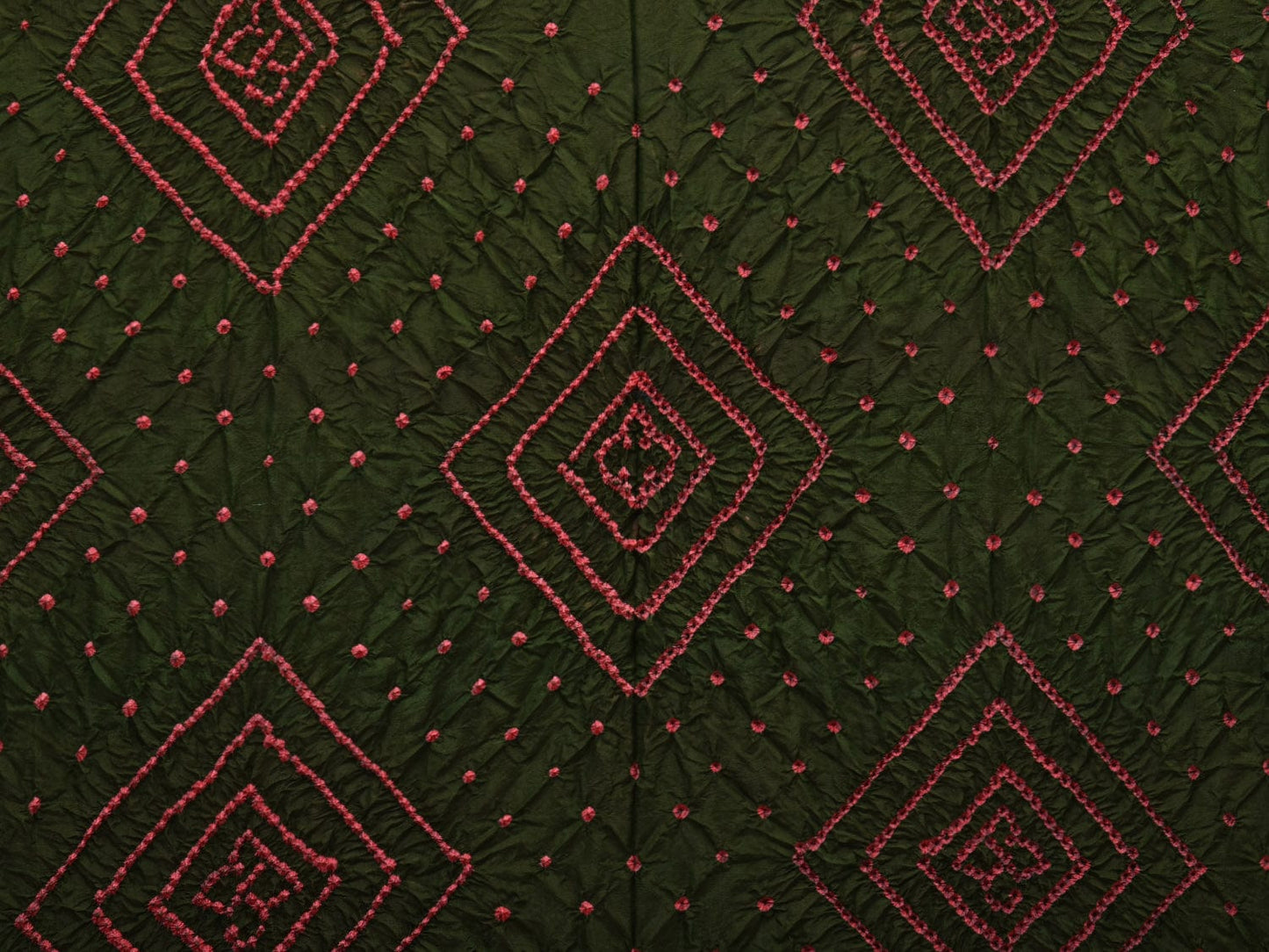 Dark Green Bandhani Paithani Silk Handloom Saree with Pallu Design bn0370