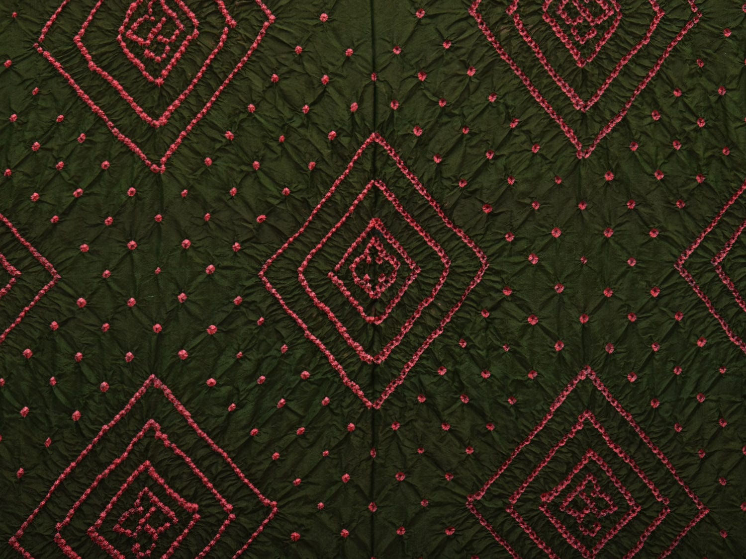 Dark Green Bandhani Paithani Silk Handloom Saree with Pallu Design bn0370