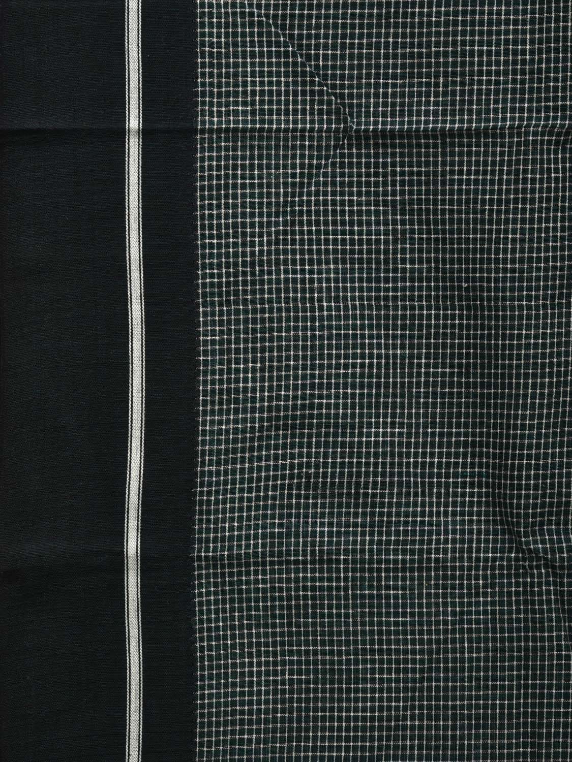 Dark Green ilkal Cotton Handloom Saree with Checks Design No Blouse o0329
