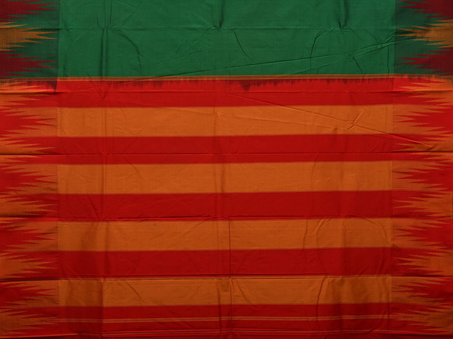 Dark Green Kanchipuram Silk Handloom Saree with Big Temple Border Design k0521