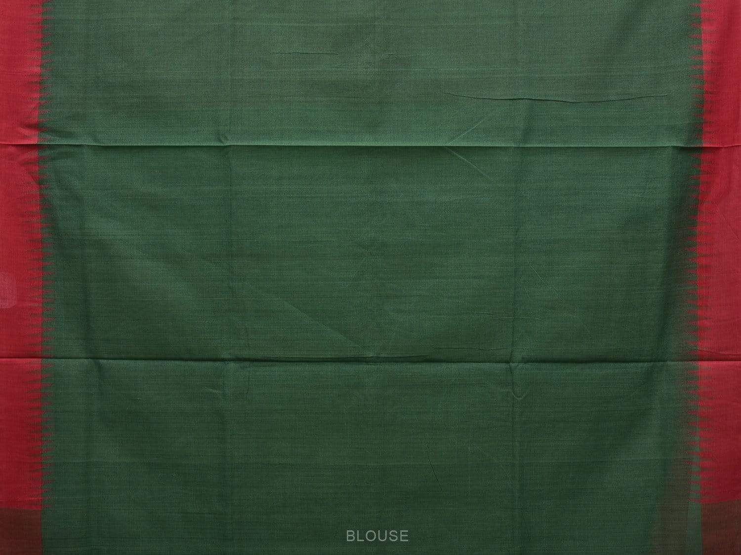 Dark Green Khadi Cotton Handloom Plain Saree with Temple Border Design kh0524