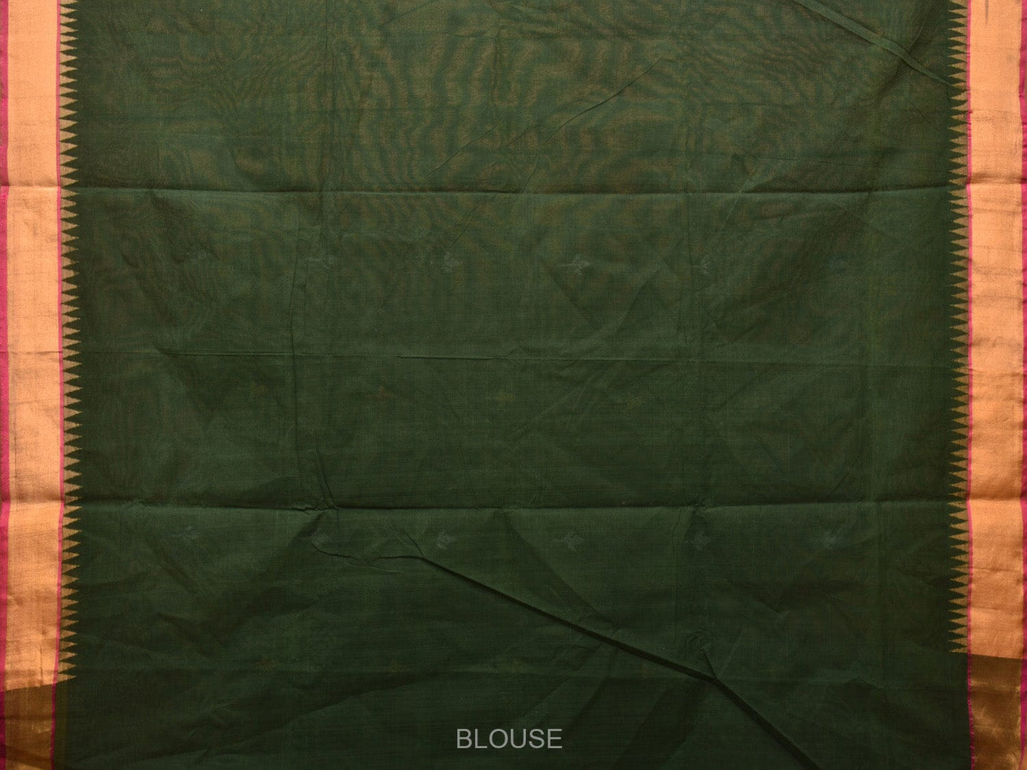Dark Green Khadi Cotton Handloom Saree with Floral Pallu Design kh0660