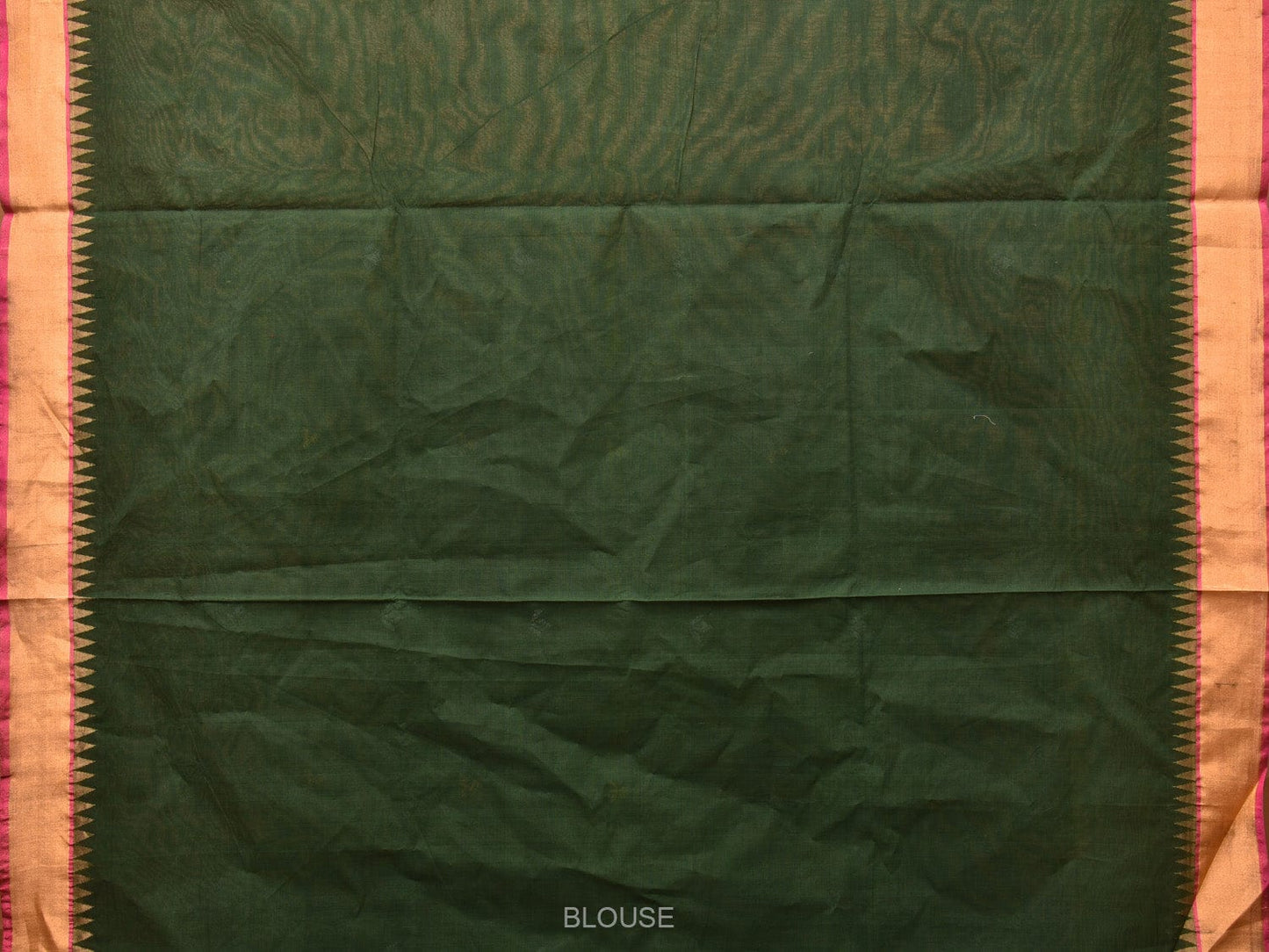 Dark Green Khadi Cotton Handloom Saree with Floral Pallu Design kh0664
