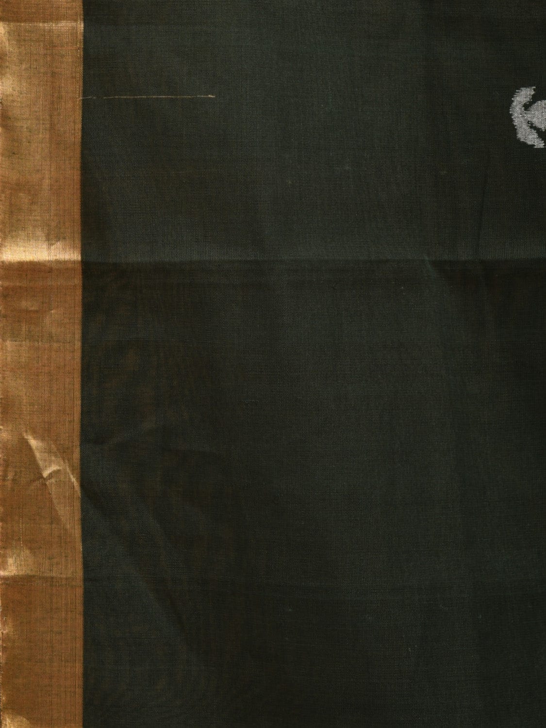 Dark Green Khadi Cotton Handloom Saree with Floral Pallu Design kh0669