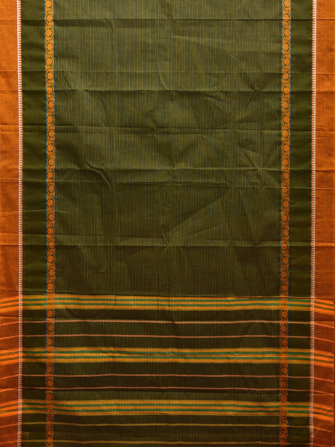 Dark Green Narayanpet Cotton Handloom Saree with Big Border Design No Blouse np0927