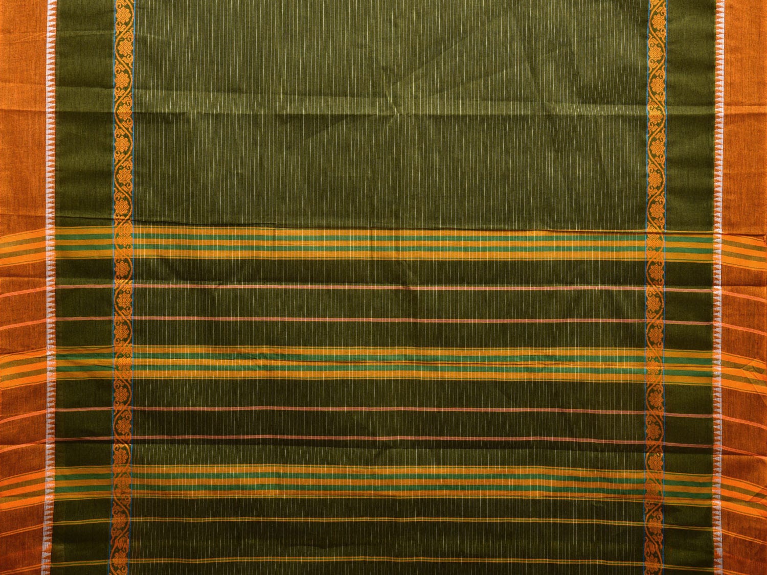 Dark Green Narayanpet Cotton Handloom Saree with Big Border Design No Blouse np0927
