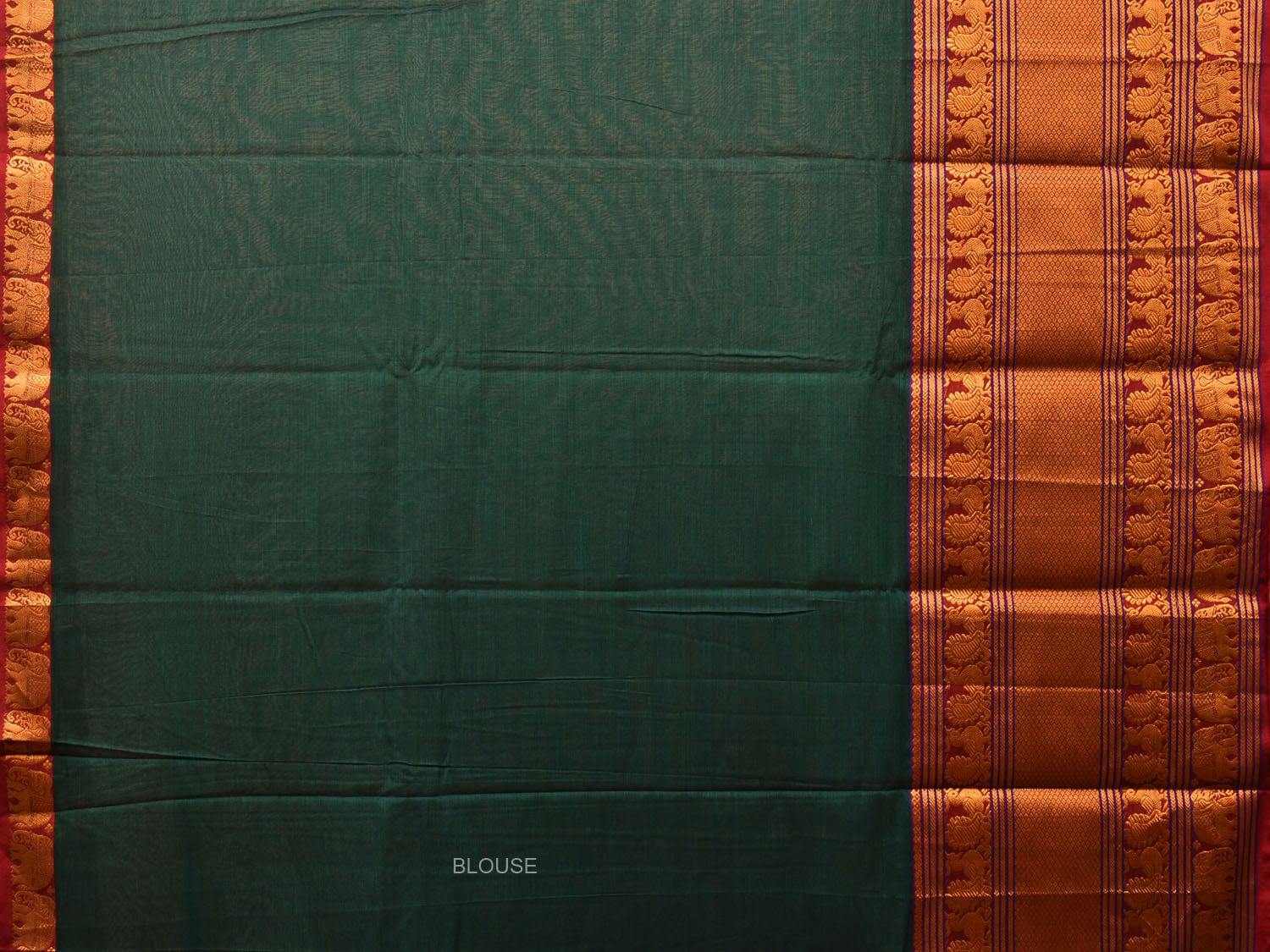 Dark Green Narayanpet Cotton Handloom Saree with Big Zari Border Design np0686
