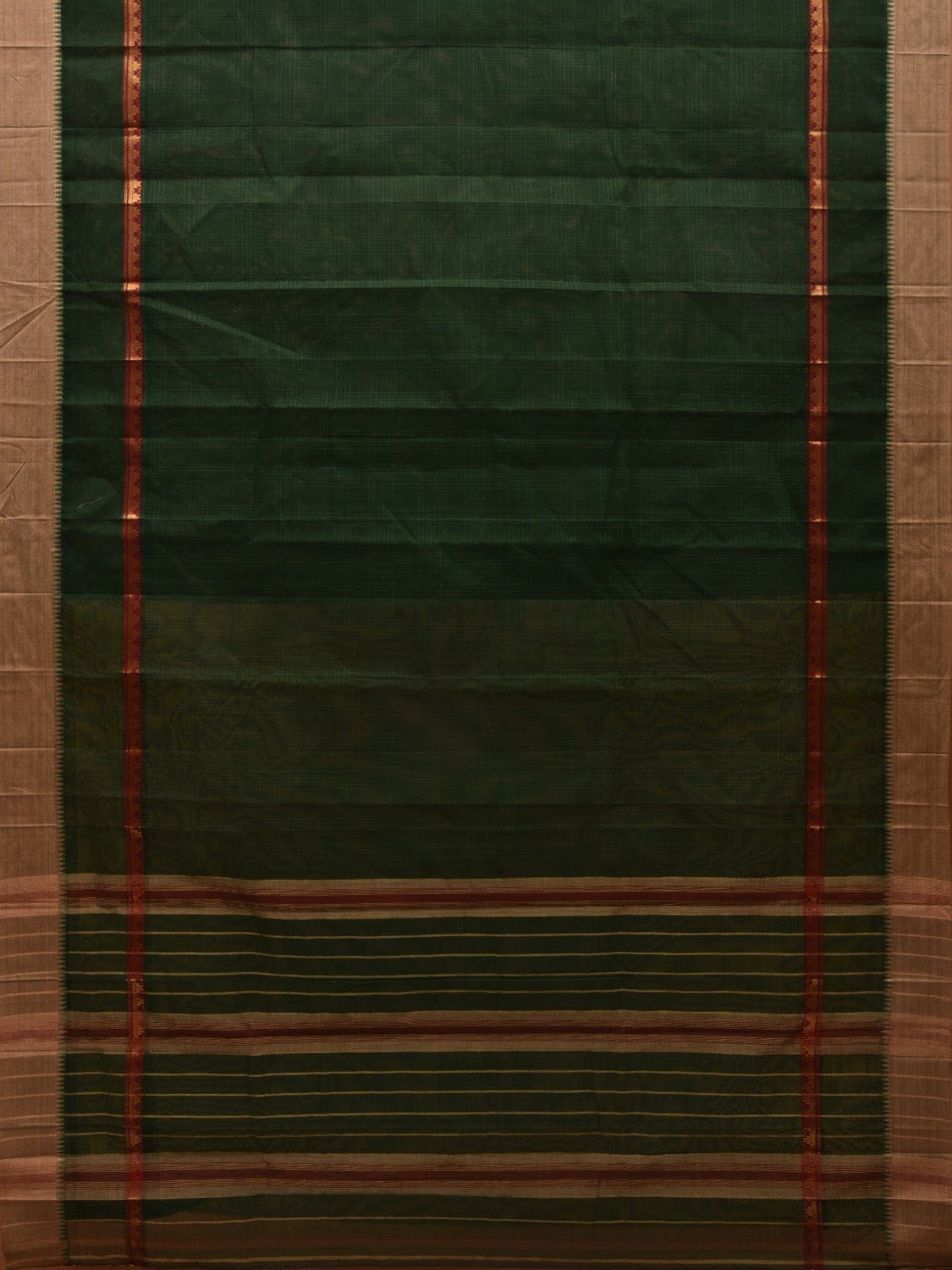 Dark Green Narayanpet Cotton Handloom Saree with Checks Design No Blouse np0529