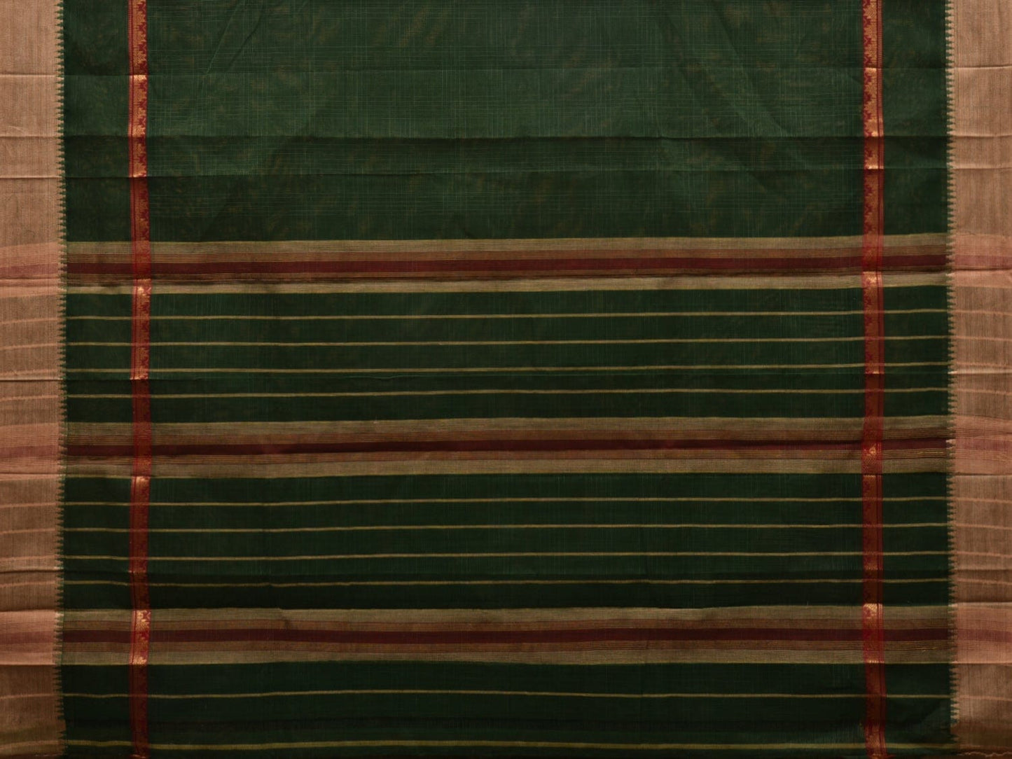 Dark Green Narayanpet Cotton Handloom Saree with Checks Design No Blouse np0529