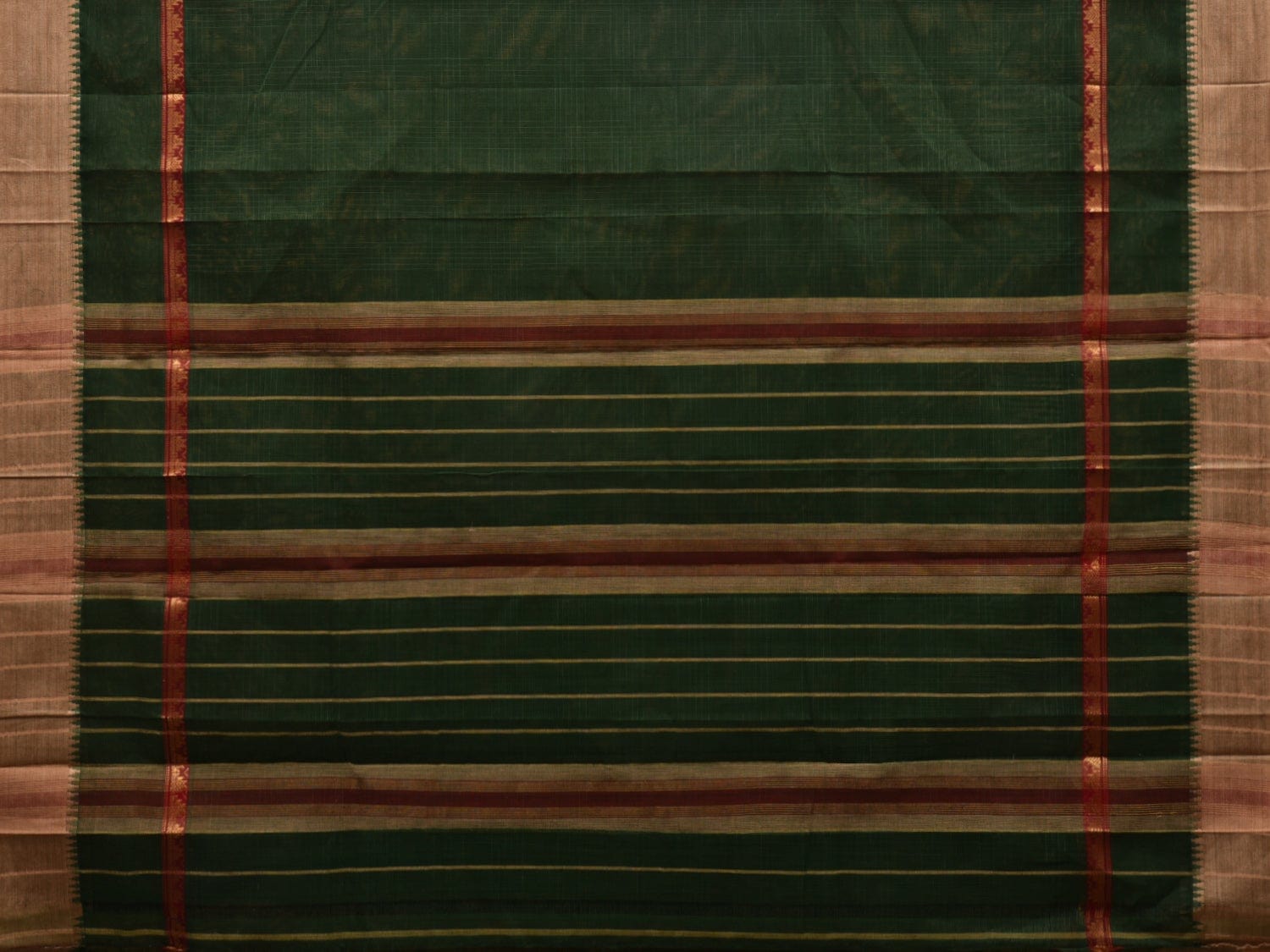 Dark Green Narayanpet Cotton Handloom Saree with Checks Design No Blouse np0529