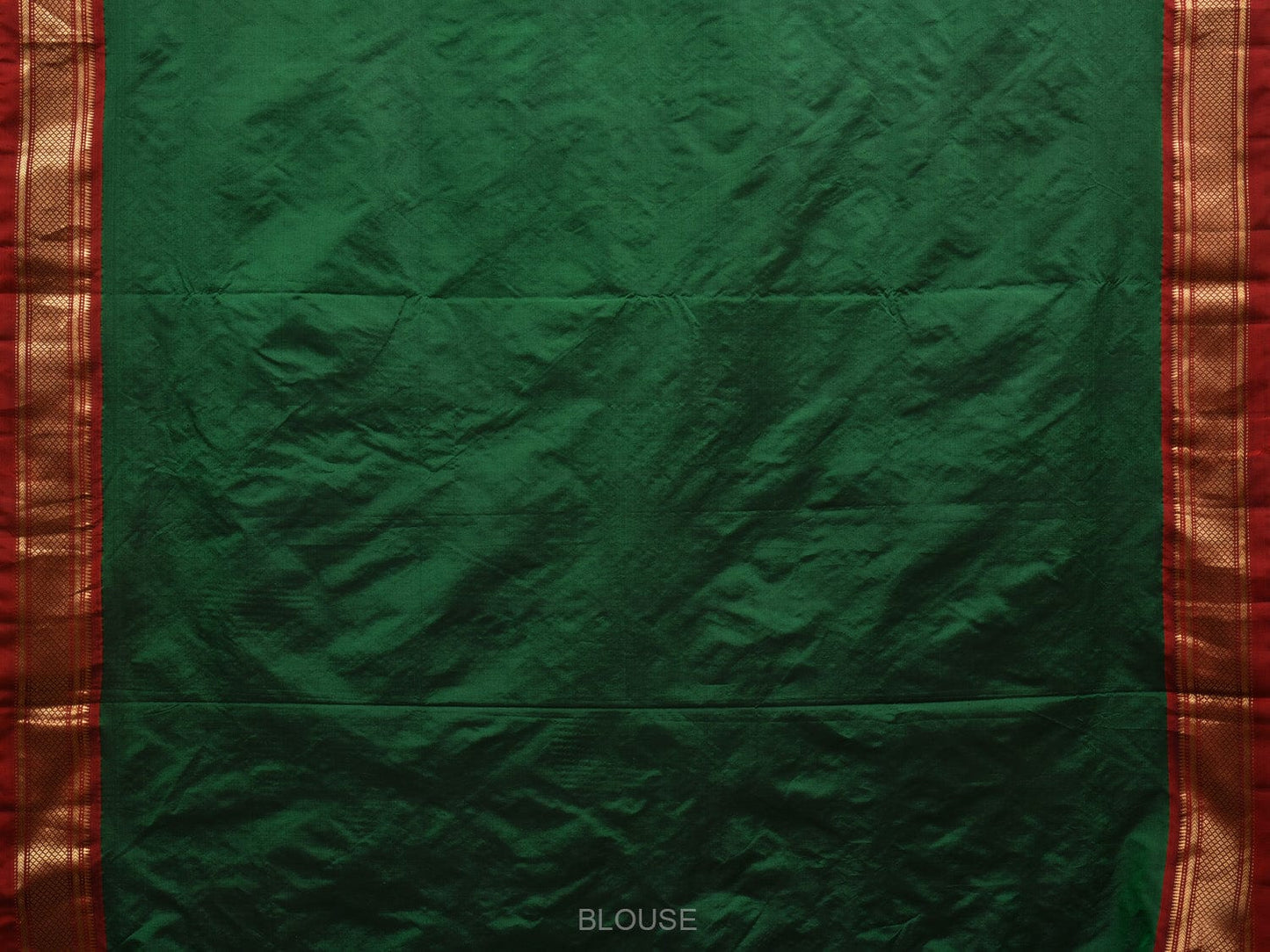 Dark Green Paithani Silk Handloom Saree with Single Pallu Design p0449