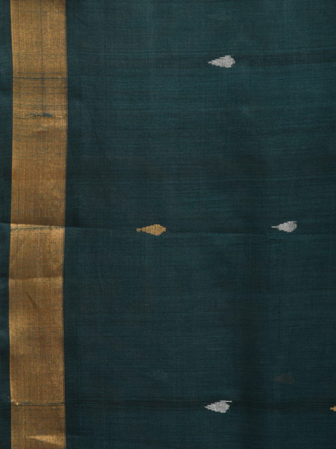 Dark Green Uppada Cotton Handloom Saree with Floral Pallu Design u2217
