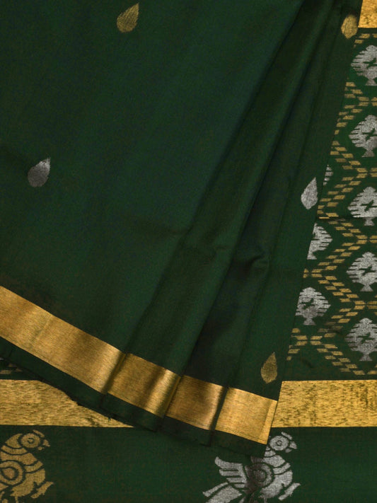 Dark Green Uppada Silk Handloom Saree with Birds Pallu Design u2316