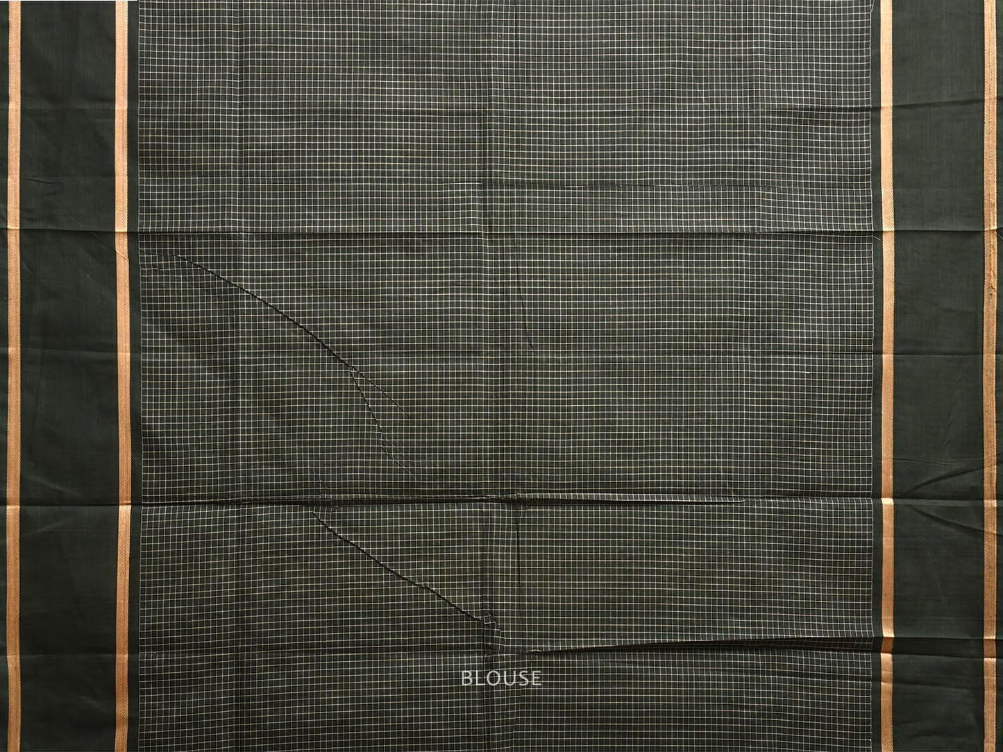 Dark Green Venkatagiri Cotton Saree with Checks and Strips Pallu Design v0117