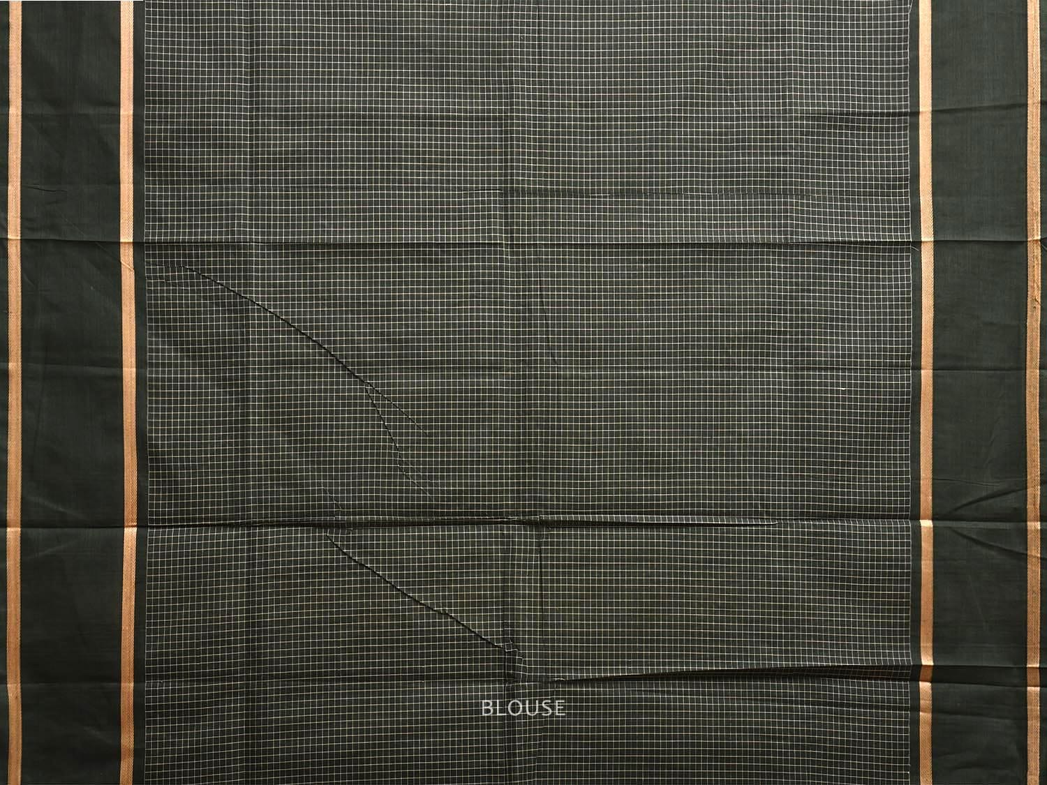 Dark Green Venkatagiri Cotton Saree with Checks and Strips Pallu Design v0117