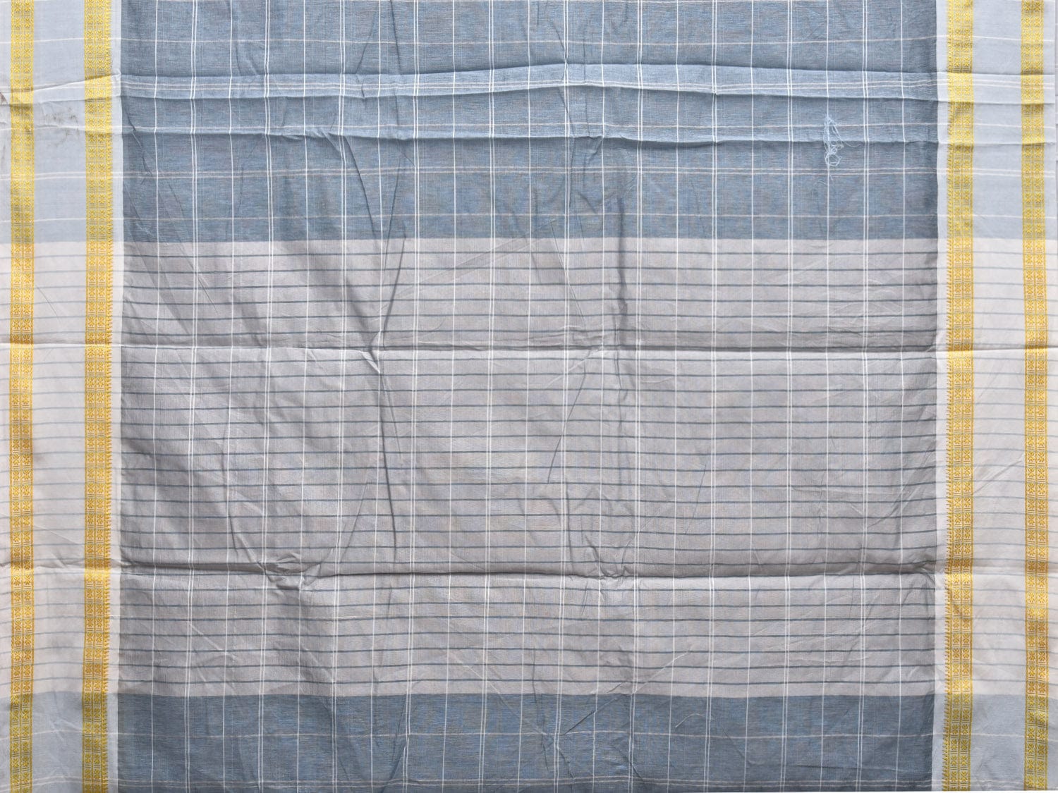 Dark Grey Bamboo Cotton Saree with Big Checks Design No Blouse bc0287