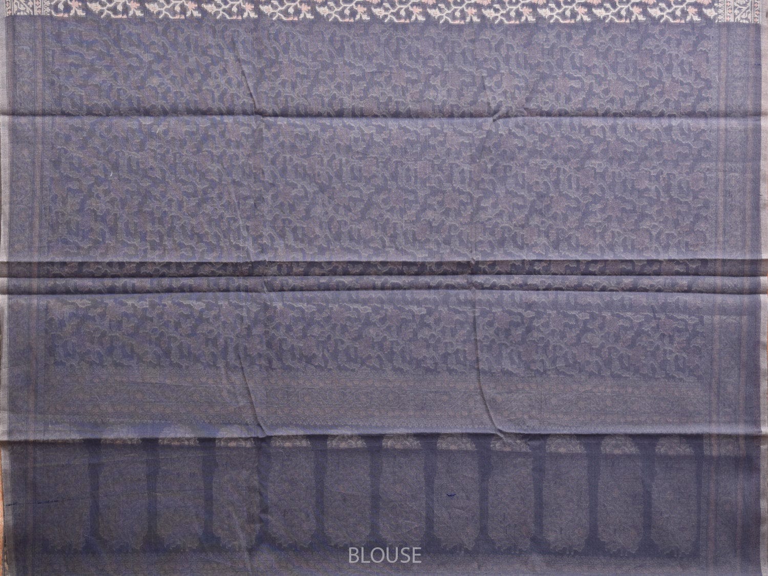 Dark Grey Dhakai Jamdani Cotton Viscose Saree with Floral Pallu and Border Design dj0073