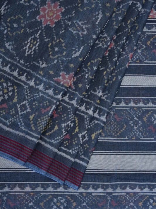 Dark Grey Ikat Cotton Handloom Saree with All Over Design i0713