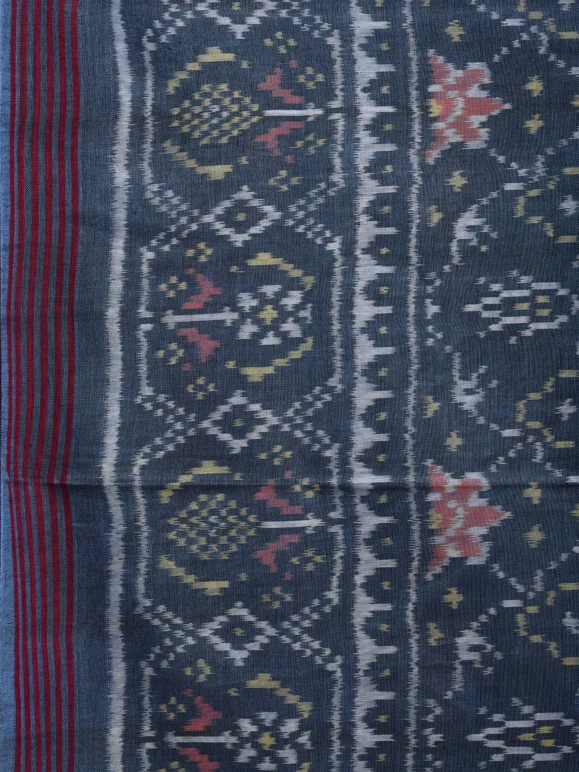 Dark Grey Ikat Cotton Handloom Saree with All Over Design i0713