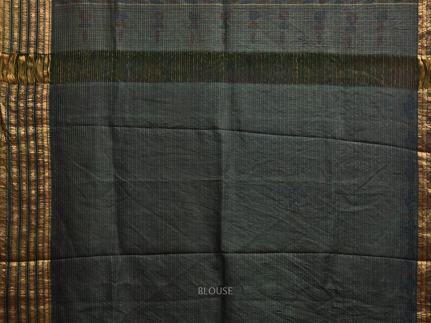 Dark Grey Kalamkari Hand Painted Gadwal Silk Handloom Saree with Floral and Birds Design KL0799