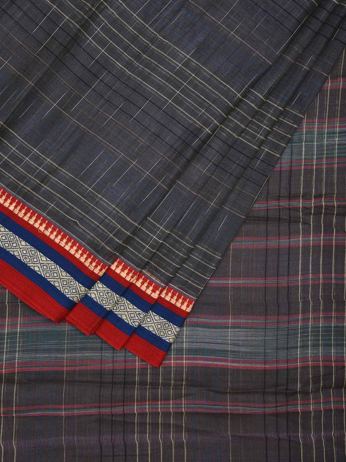 Dark Grey Narayanpet Cotton Handloom Saree with Strips Design No Blouse np1025