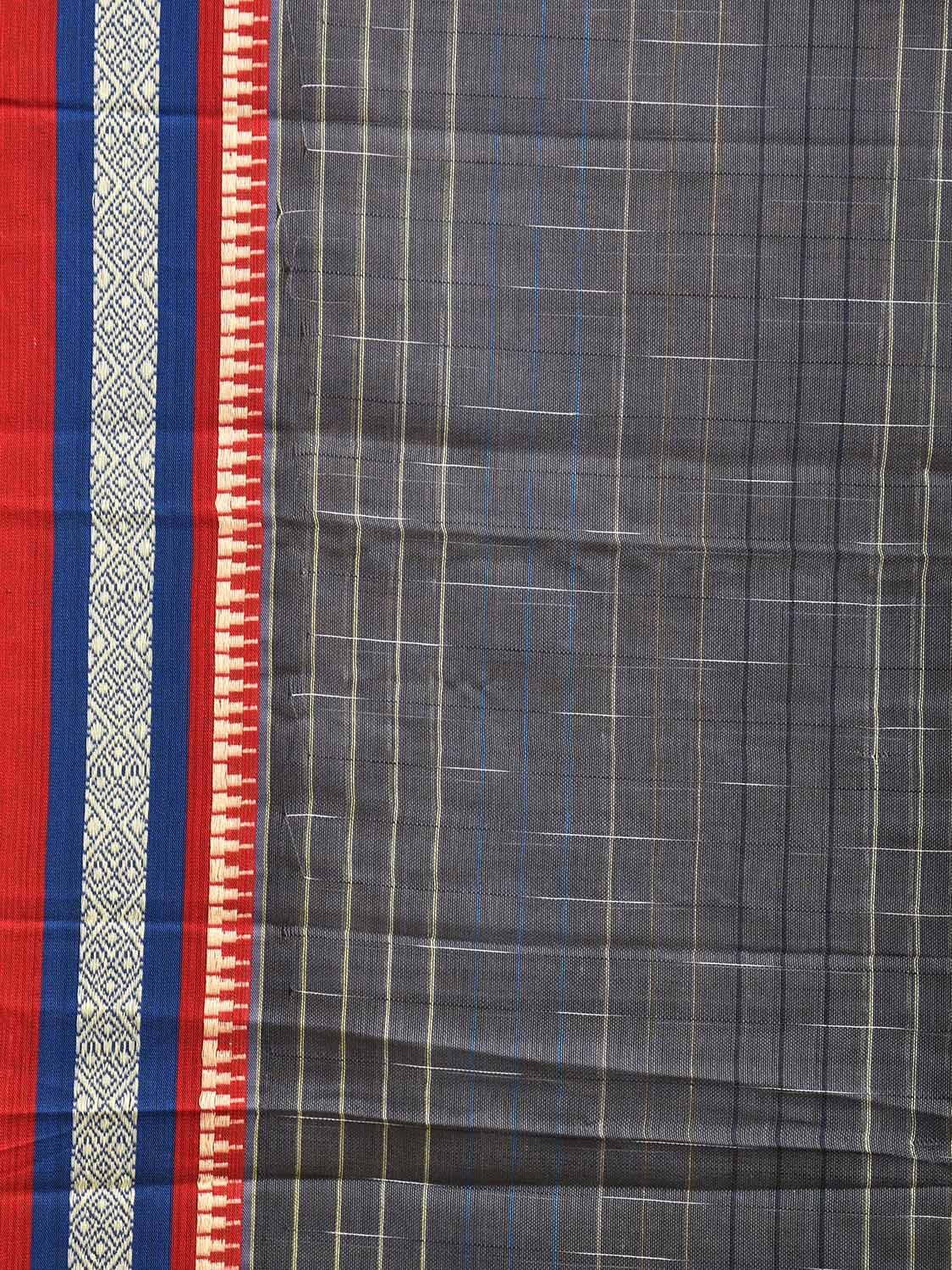 Dark Grey Narayanpet Cotton Handloom Saree with Strips Design No Blouse np1025