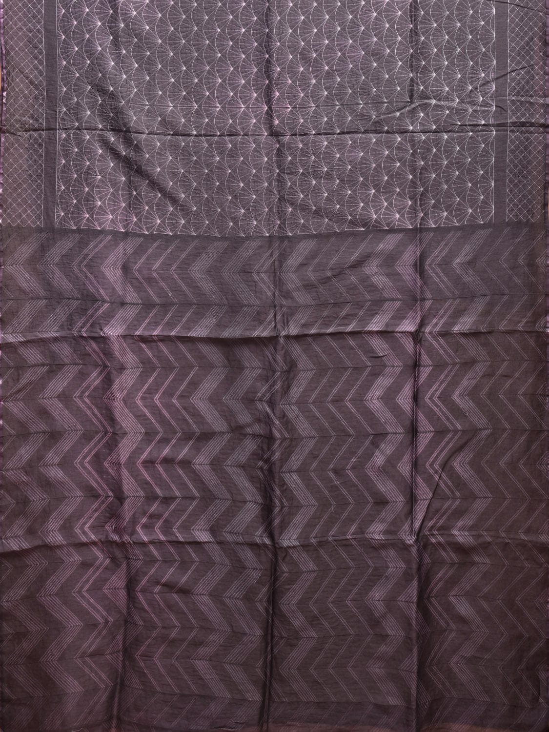 Dark Grey Shibori Cotton Silk Handloom Saree with All Over and Zig-Zag Pallu Design o0474