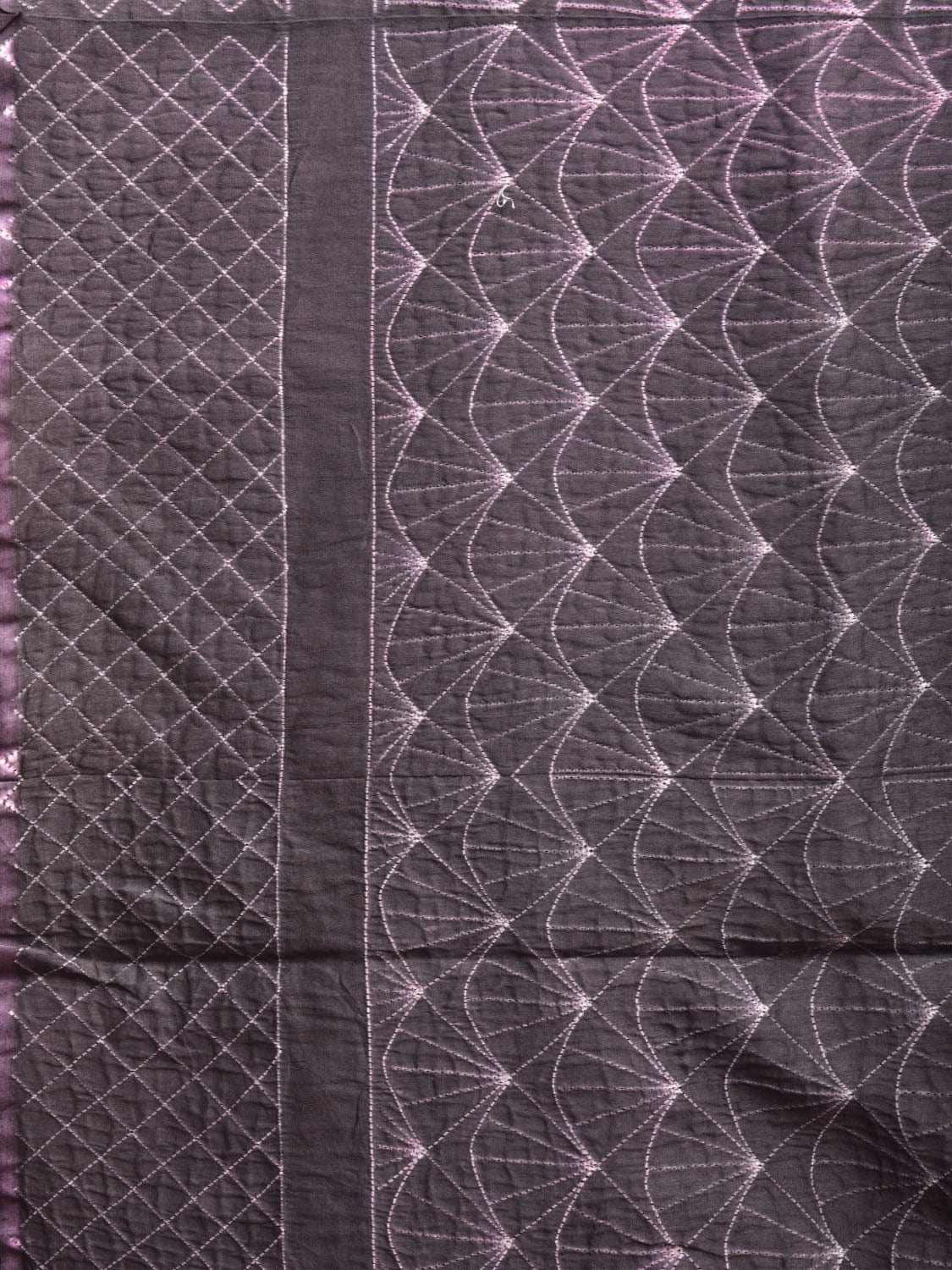 Dark Grey Shibori Cotton Silk Handloom Saree with All Over and Zig-Zag Pallu Design o0474