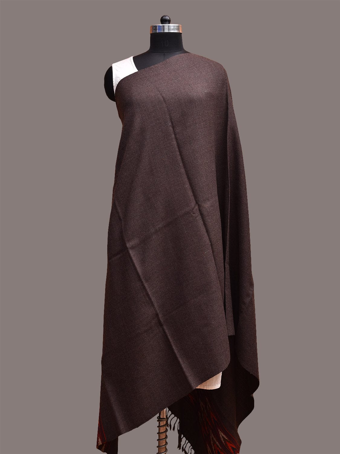 Dark Grey Woolen Shawl with Strips Design ds3660