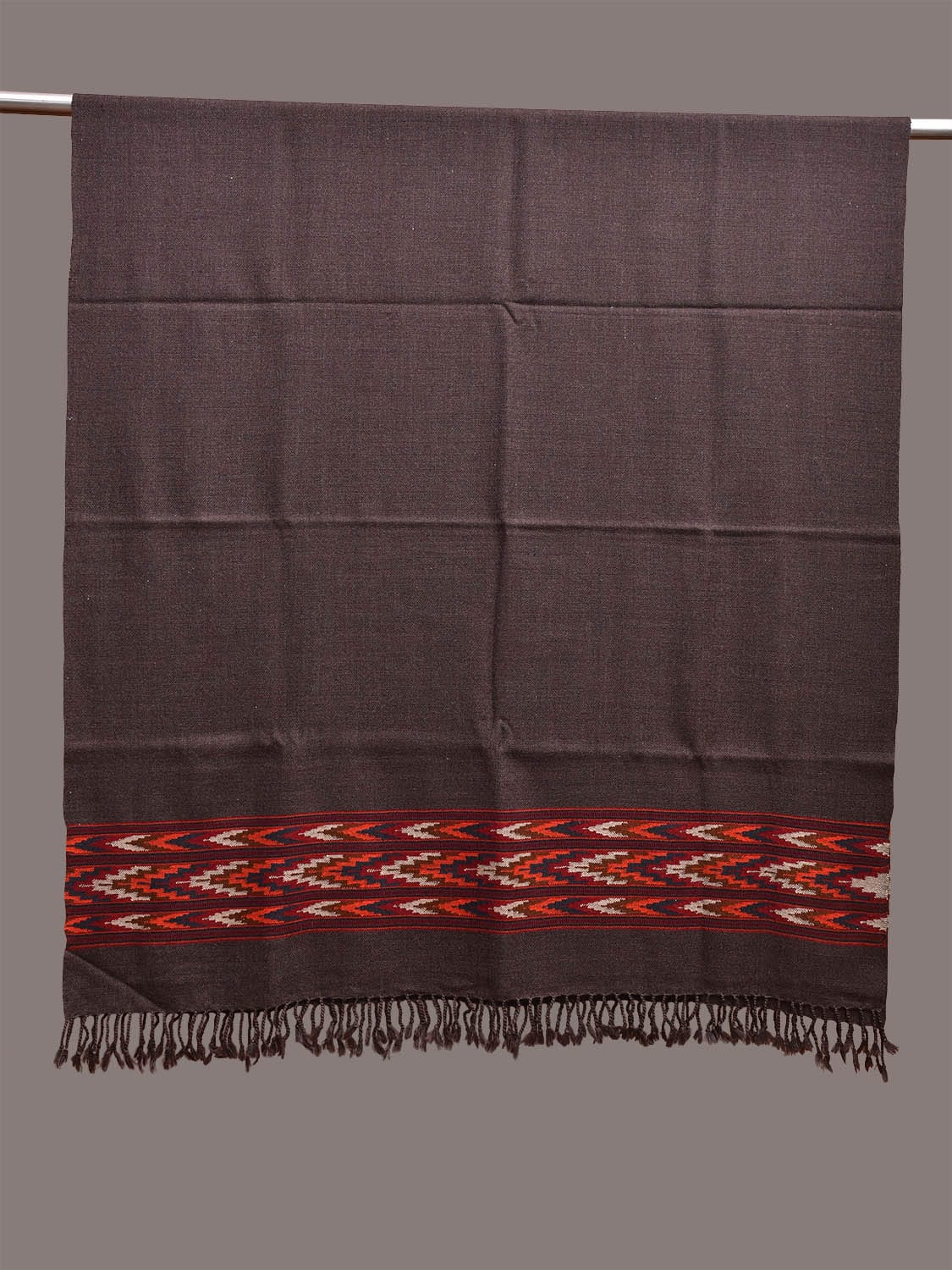 Dark Grey Woolen Shawl with Strips Design ds3660