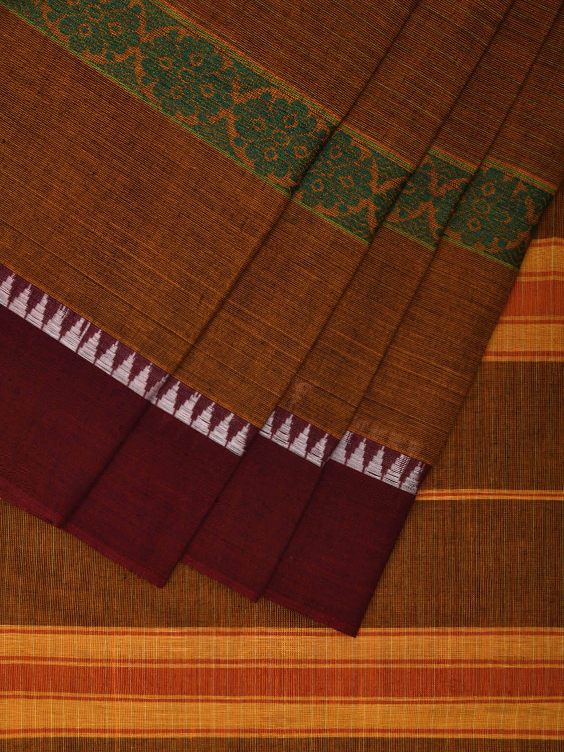 Dark Mustard Narayanpet Cotton Handloom Saree with Big Border Design No Blouse np0922