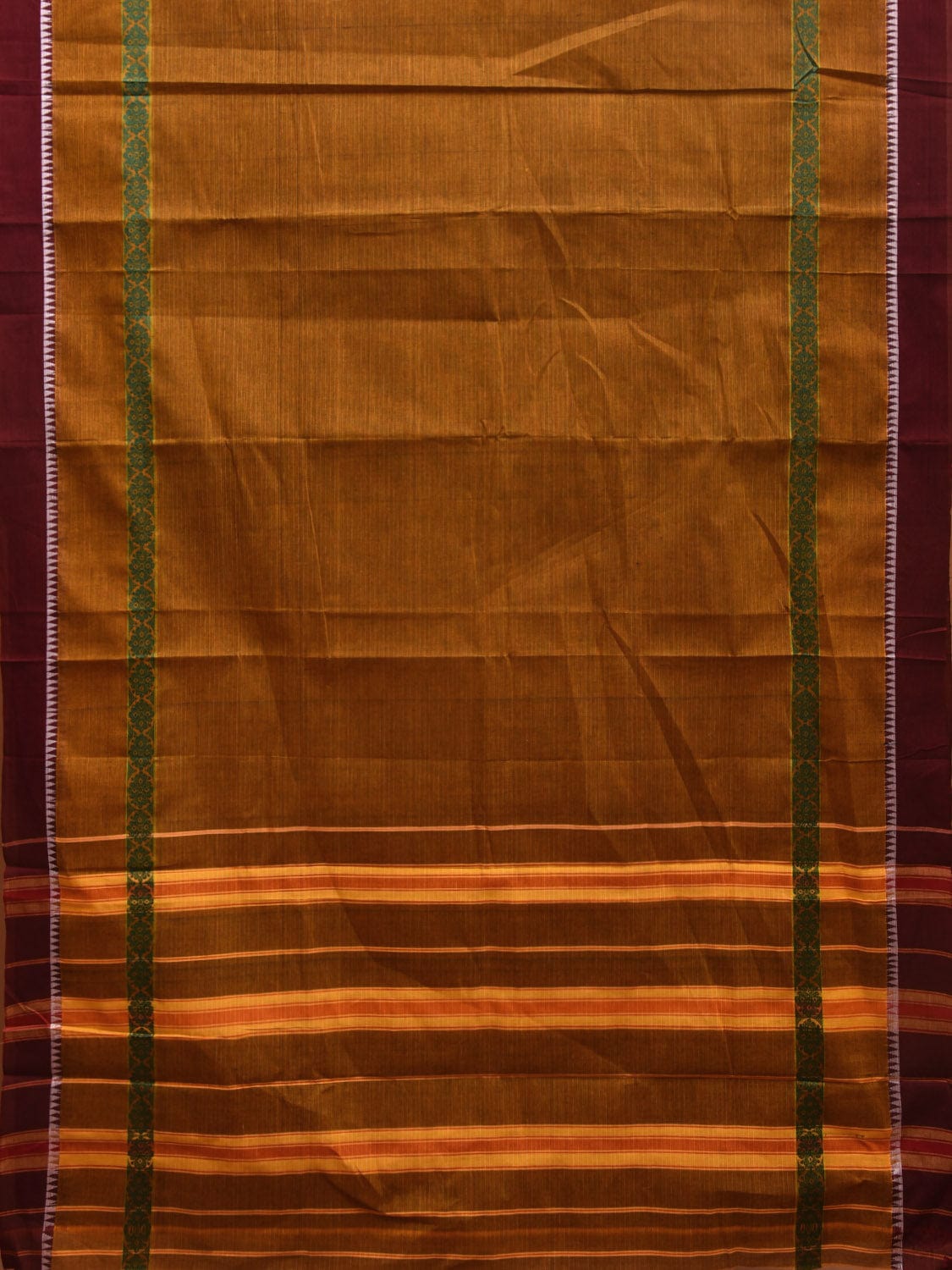 Dark Mustard Narayanpet Cotton Handloom Saree with Big Border Design No Blouse np0922